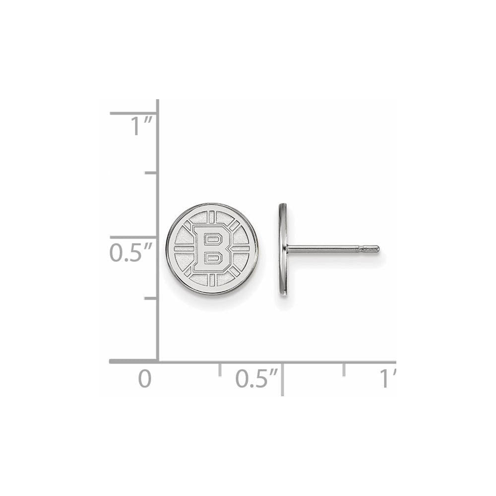 Alternate view of the 14k White Gold NHL Boston Bruins XS Post Earrings by The Black Bow Jewelry Co.