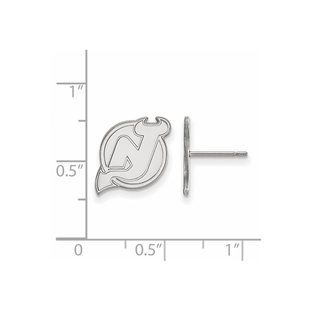 Alternate view of the 14k White Gold NHL New Jersey Devils Small Post Earrings by The Black Bow Jewelry Co.