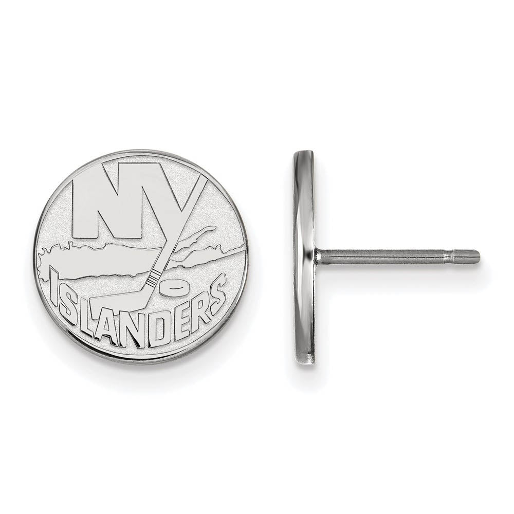 14k White Gold NHL New York Islanders Small Post Earrings, Item E17821 by The Black Bow Jewelry Co.