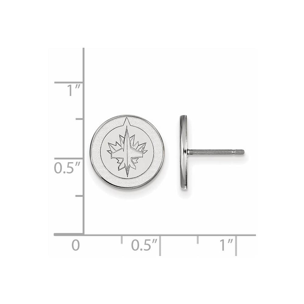 Alternate view of the 14k White Gold NHL Winnipeg Jets Small Post Earrings by The Black Bow Jewelry Co.
