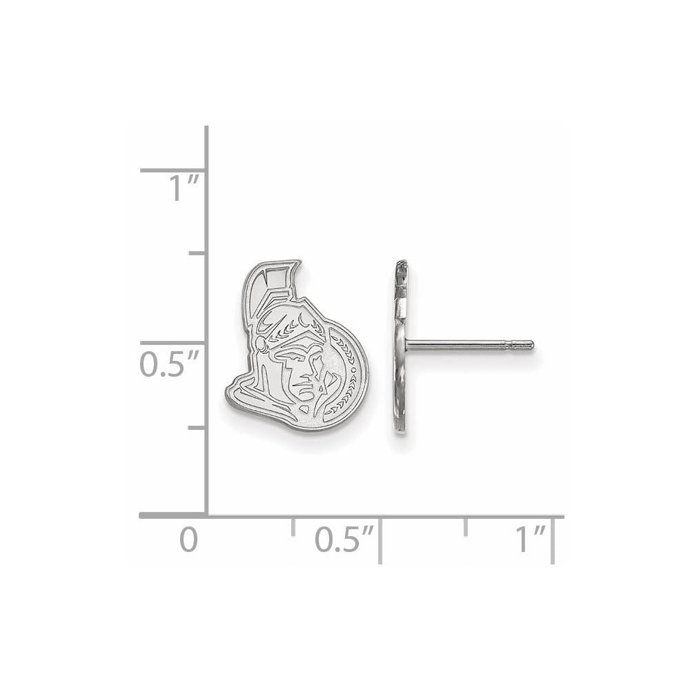 Alternate view of the 14k White Gold NHL Ottawa Senators Small Post Earrings by The Black Bow Jewelry Co.