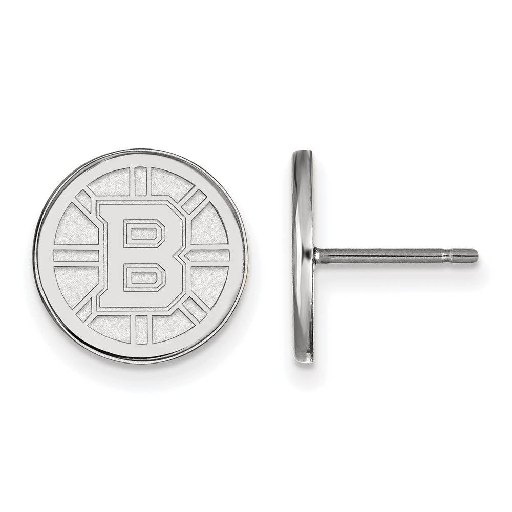 14k White Gold NHL Boston Bruins Small Post Earrings, Item E17831 by The Black Bow Jewelry Co.