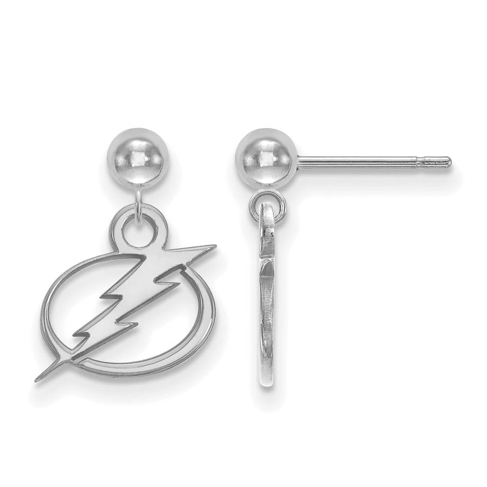 14k White Gold NHL Tampa Bay Lightning XS Ball Dangle Post Earrings, Item E17837 by The Black Bow Jewelry Co.