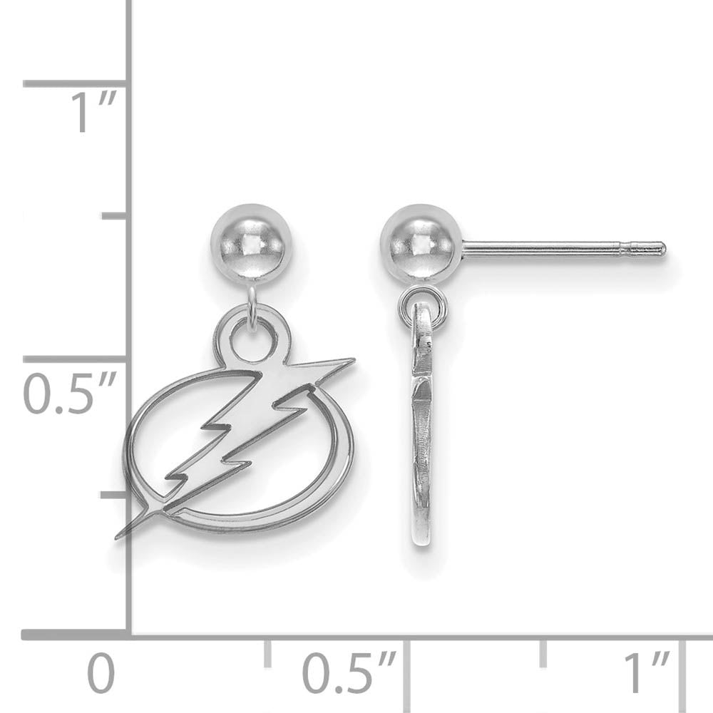 Alternate view of the 14k White Gold NHL Tampa Bay Lightning XS Ball Dangle Post Earrings by The Black Bow Jewelry Co.