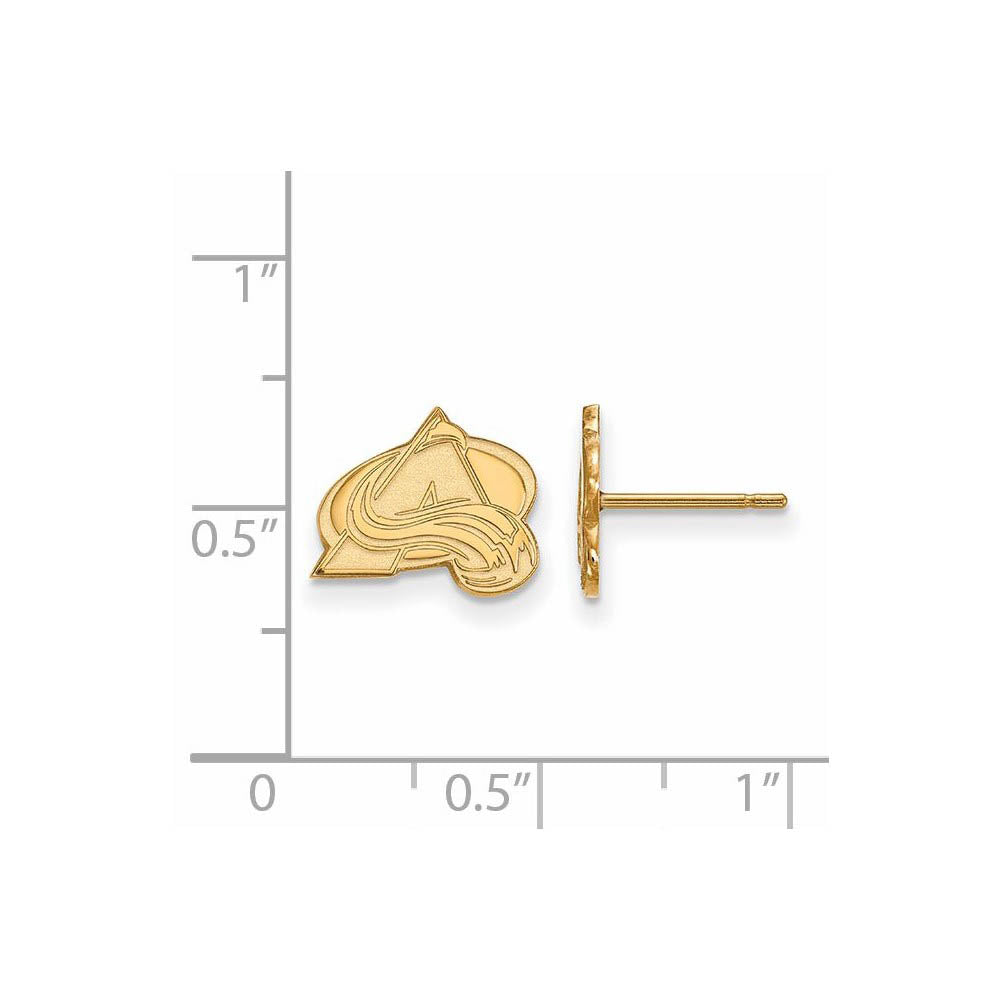 Alternate view of the 14k Yellow Gold NHL Colorado Avalanche XS Post Earrings by The Black Bow Jewelry Co.