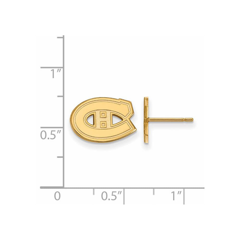 Alternate view of the 14k Yellow Gold NHL Montreal Canadiens XS Post Earrings by The Black Bow Jewelry Co.