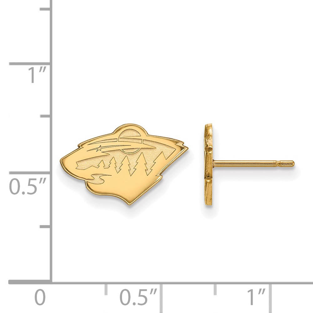 Alternate view of the 14k Yellow Gold NHL Minnesota Wild XS Post Earrings by The Black Bow Jewelry Co.