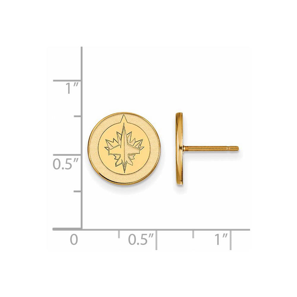 Alternate view of the 14k Yellow Gold NHL Winnipeg Jets Small Post Earrings by The Black Bow Jewelry Co.