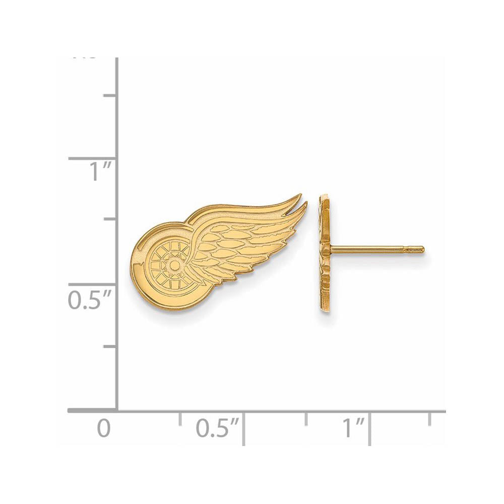 Alternate view of the 14k Yellow Gold NHL Detroit Red Wings Small Post Earrings by The Black Bow Jewelry Co.