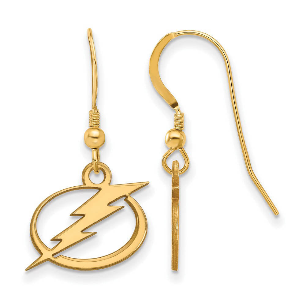 SS 14k Yellow Gold Plated NHL Tampa Bay Lightning SM Dangle Earrings, Item E17895 by The Black Bow Jewelry Co.