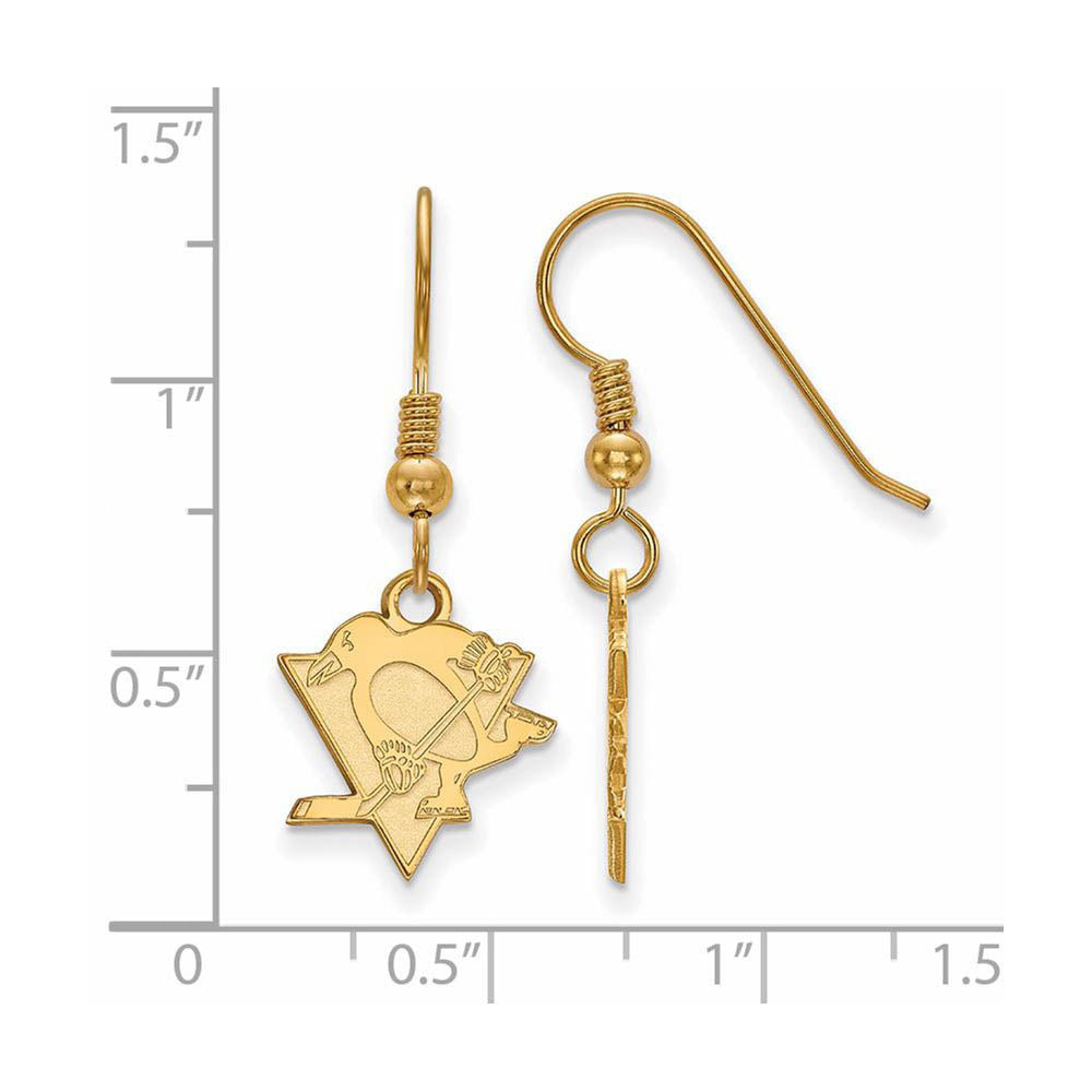 Alternate view of the SS 14k Yellow Gold Plated NHL Pittsburgh Penguins SM Dangle Earrings by The Black Bow Jewelry Co.