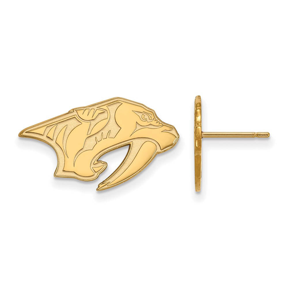 SS 14k Yellow Gold Plated NHL Nashville Predators Small Post Earrings, Item E17904 by The Black Bow Jewelry Co.