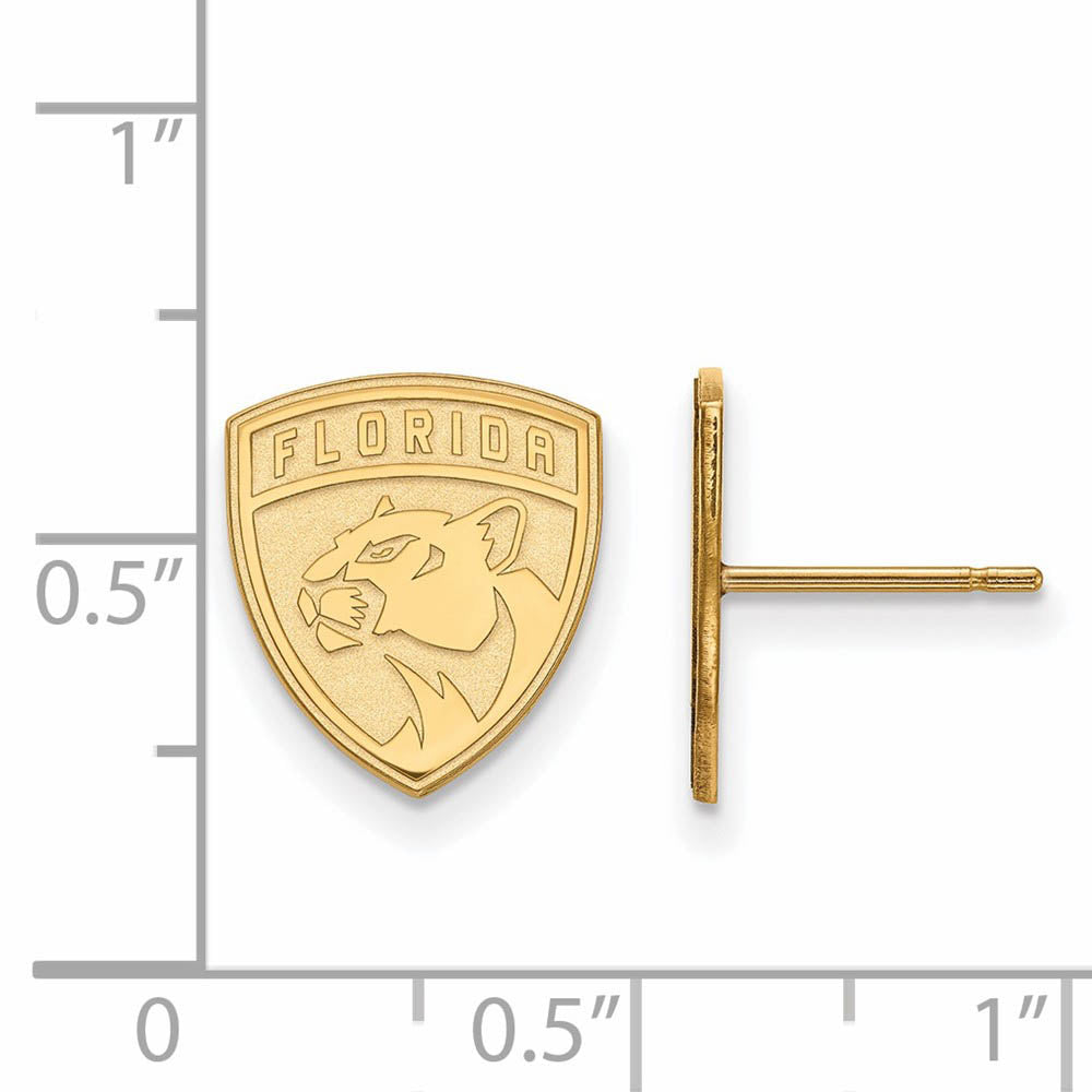 Alternate view of the SS 14k Yellow Gold Plated NHL Florida Panthers Small Post Earrings by The Black Bow Jewelry Co.