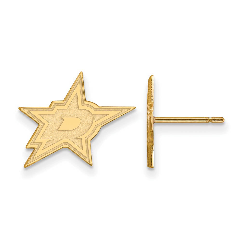 SS 14k Yellow Gold Plated NHL Dallas Stars Small Post Earrings, Item E17906 by The Black Bow Jewelry Co.