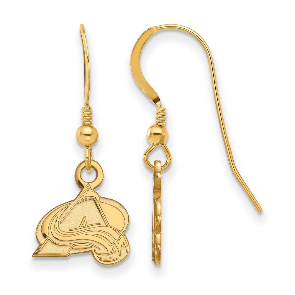 SS 14k Yellow Gold Plated NHL Colorado Avalanche XS Dangle Earrings, Item E17907 by The Black Bow Jewelry Co.
