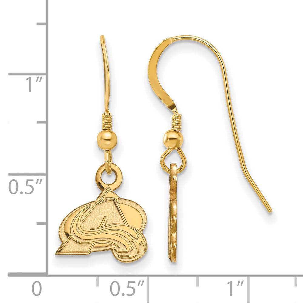 Alternate view of the SS 14k Yellow Gold Plated NHL Colorado Avalanche XS Dangle Earrings by The Black Bow Jewelry Co.
