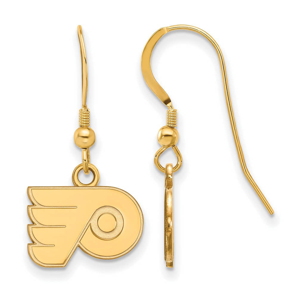 SS 14k Yellow Gold Plated NHL Philadelphia Flyers XS Dangle Earrings, Item E17913 by The Black Bow Jewelry Co.