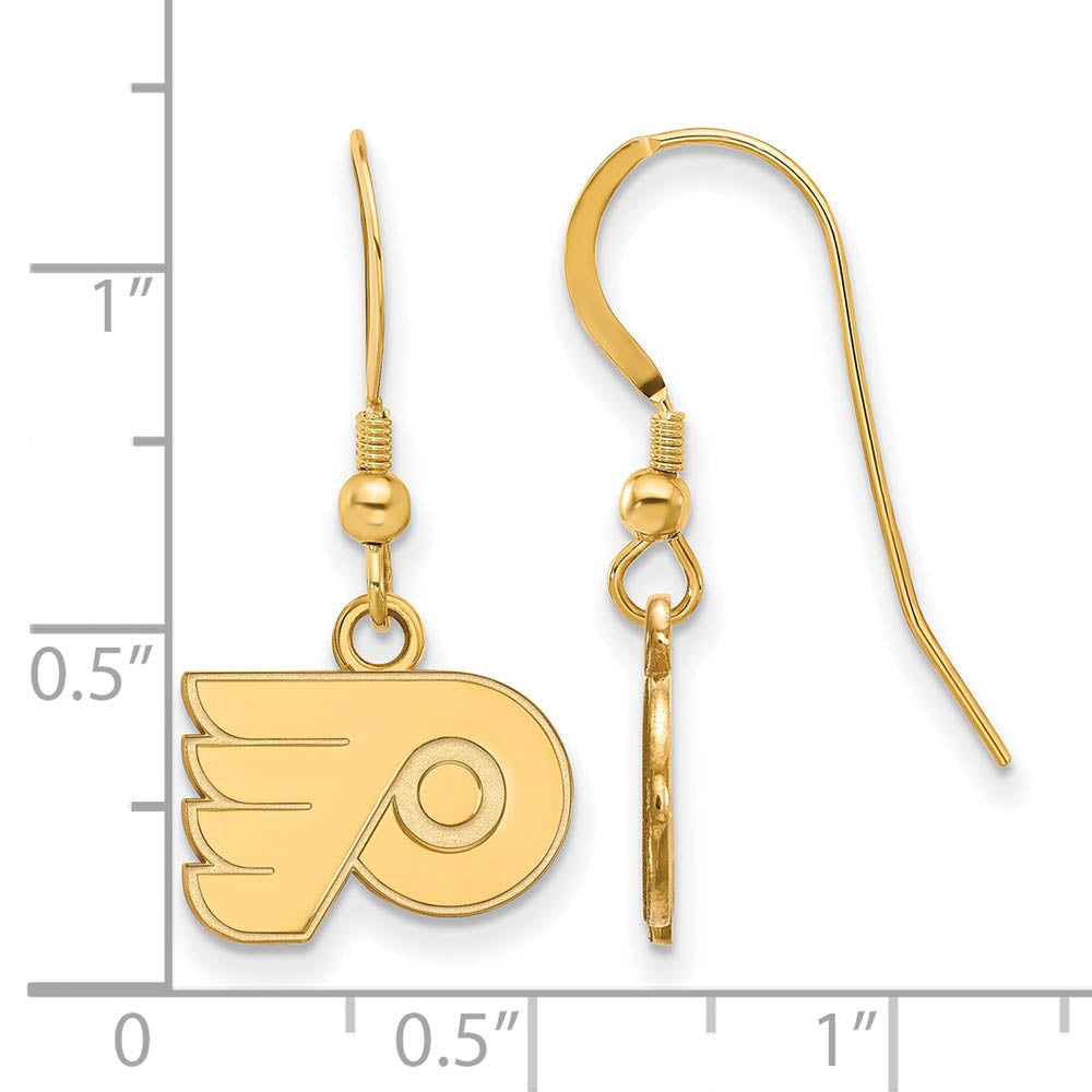 Alternate view of the SS 14k Yellow Gold Plated NHL Philadelphia Flyers XS Dangle Earrings by The Black Bow Jewelry Co.