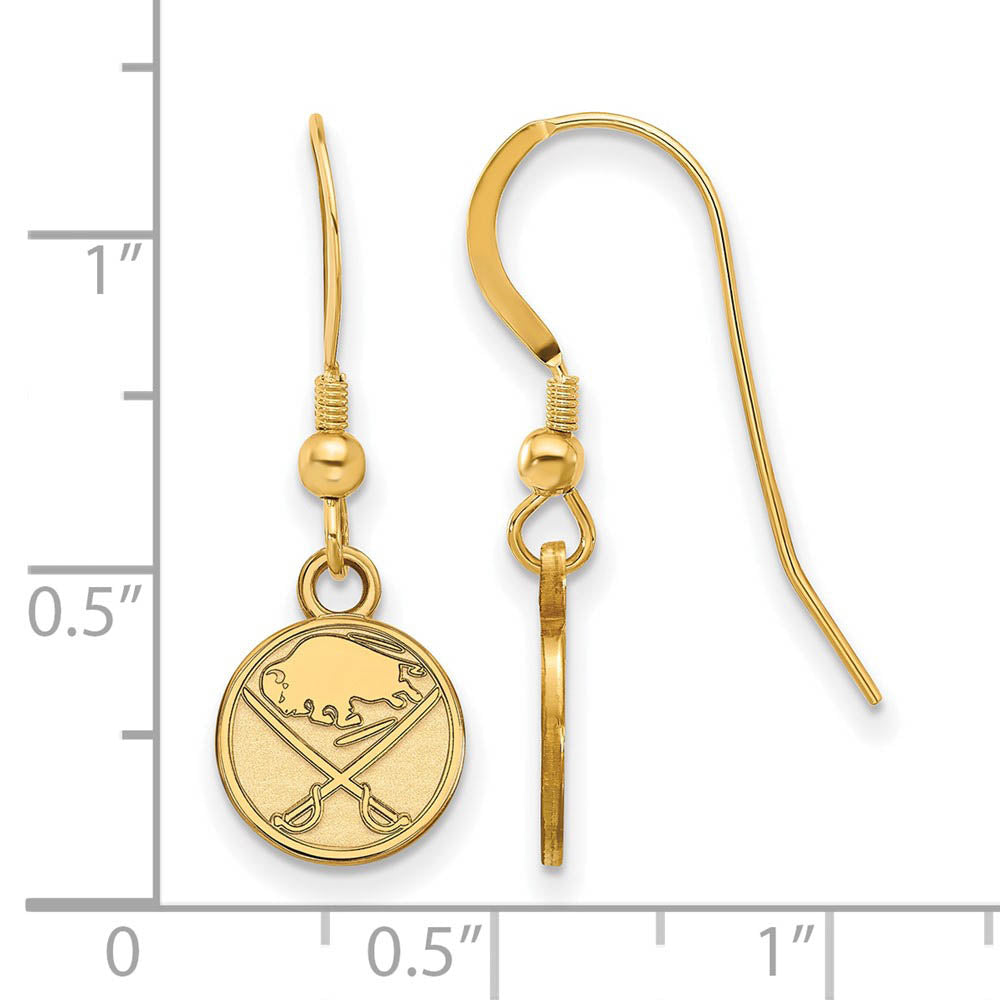 Alternate view of the SS 14k Yellow Gold Plated NHL Buffalo Sabres XS Dangle Earrings by The Black Bow Jewelry Co.