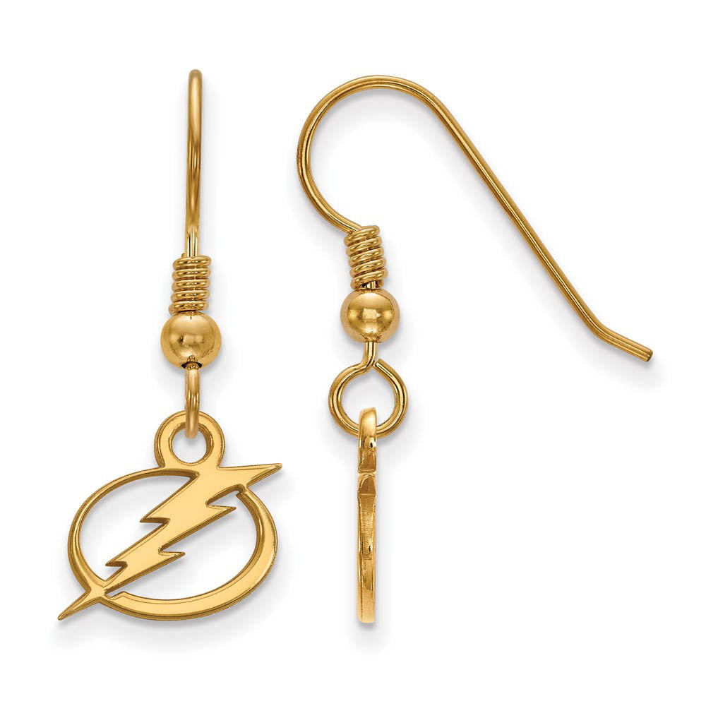 SS 14k Yellow Gold Plated NHL Tampa Bay Lightning XS Dangle Earrings, Item E17926 by The Black Bow Jewelry Co.