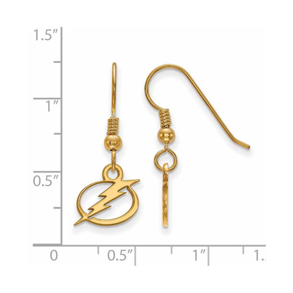 Alternate view of the SS 14k Yellow Gold Plated NHL Tampa Bay Lightning XS Dangle Earrings by The Black Bow Jewelry Co.