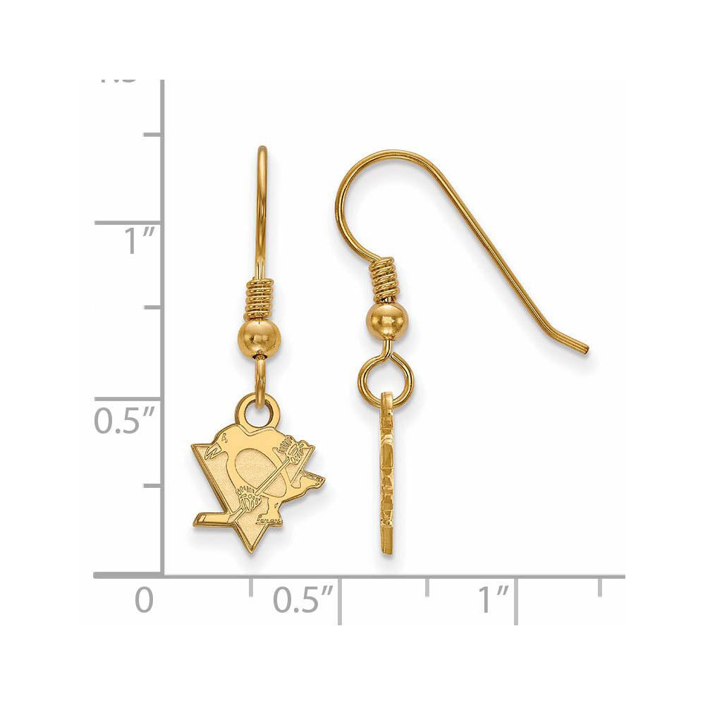Alternate view of the SS 14k Yellow Gold Plated NHL Pittsburgh Penguins XS Dangle Earrings by The Black Bow Jewelry Co.