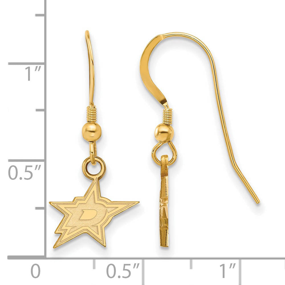 Alternate view of the SS 14k Yellow Gold Plated NHL Dallas Stars XS Dangle Earrings by The Black Bow Jewelry Co.