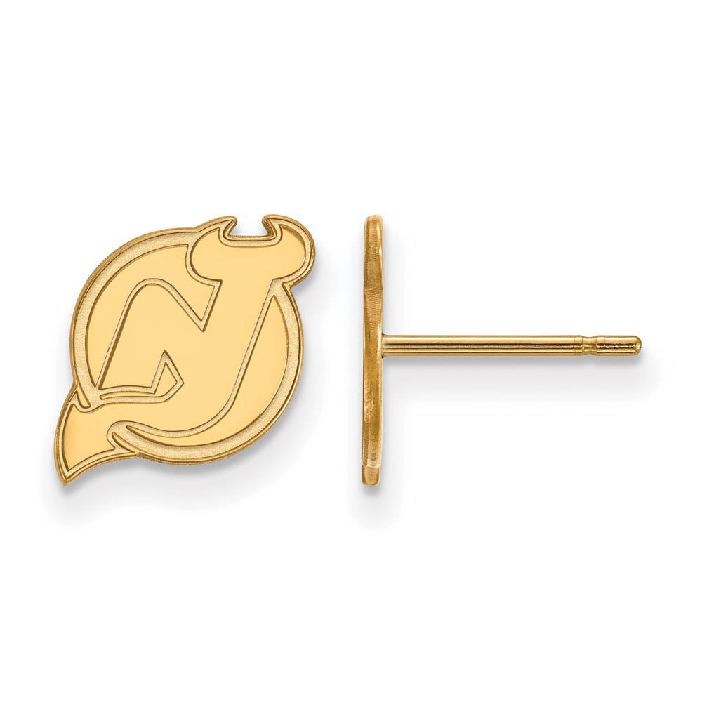 SS 14k Yellow Gold Plated NHL New Jersey Devils XS Post Earrings, Item E17938 by The Black Bow Jewelry Co.