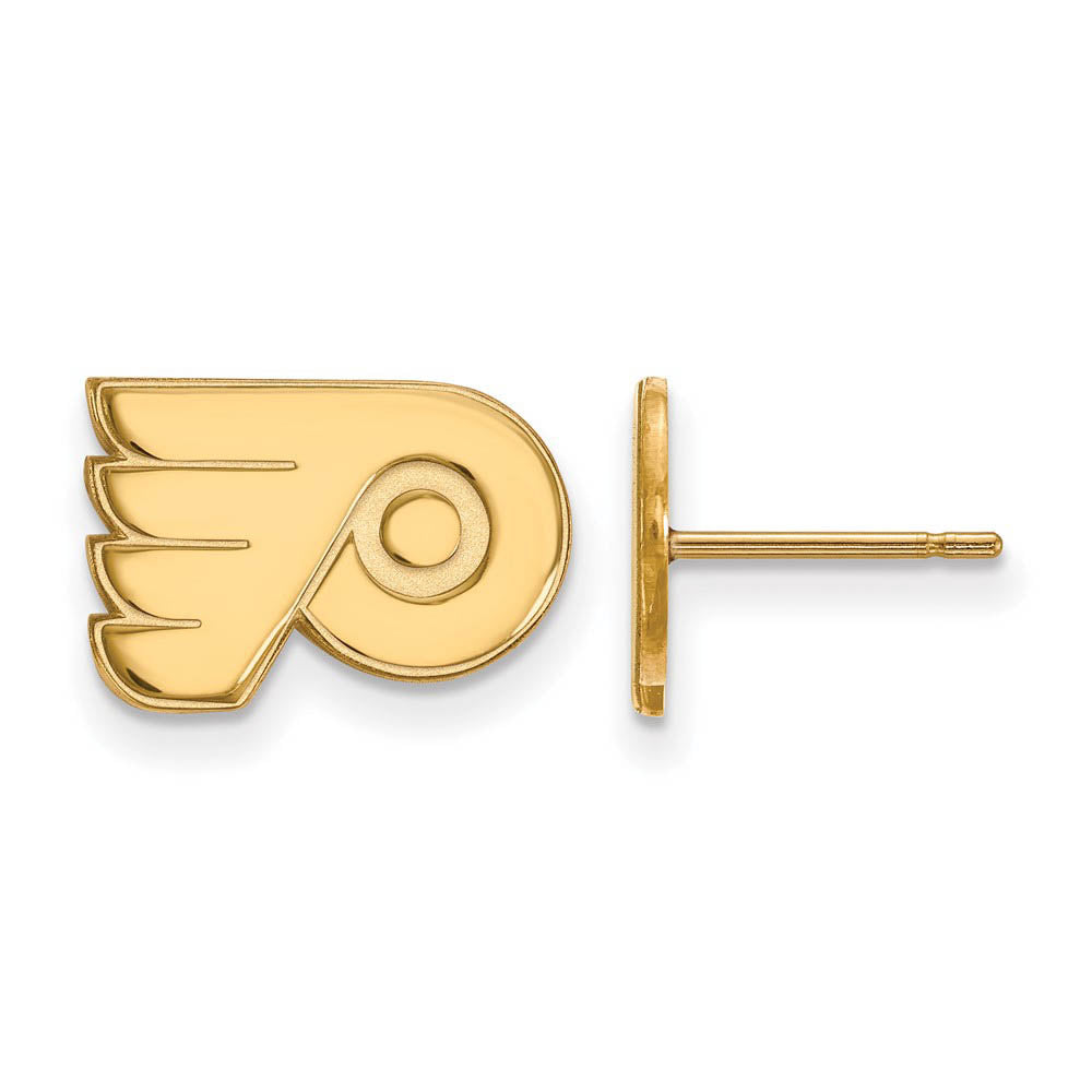 SS 14k Yellow Gold Plated NHL Philadelphia Flyers XS Post Earrings, Item E17943 by The Black Bow Jewelry Co.