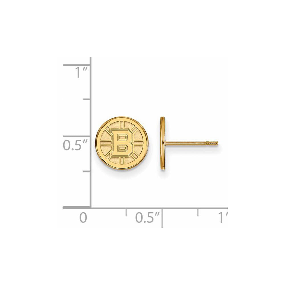 Alternate view of the SS 14k Yellow Gold Plated NHL Boston Bruins XS Post Earrings by The Black Bow Jewelry Co.