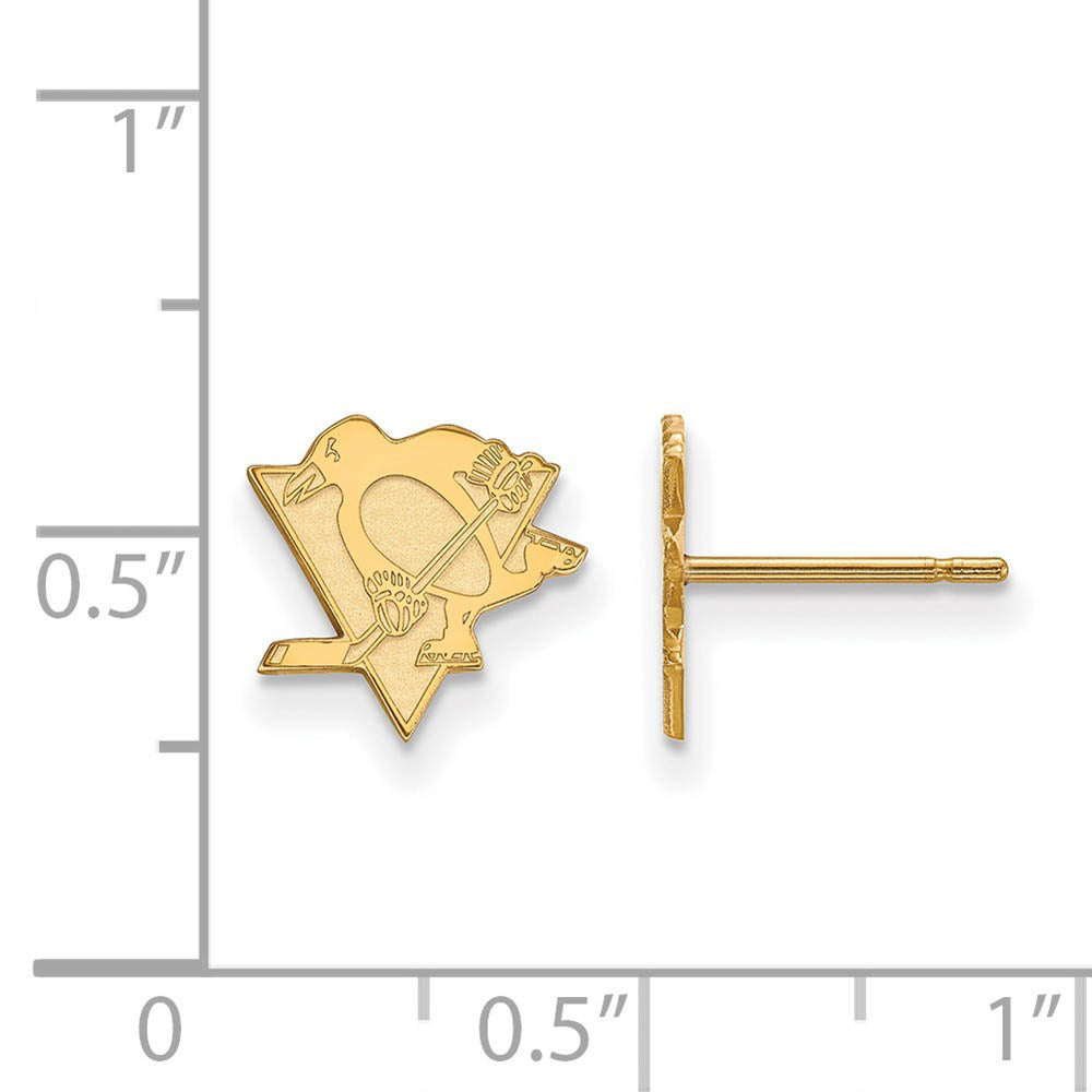 Alternate view of the SS 14k Yellow Gold Plated NHL Pittsburgh Penguins XS Post Earrings by The Black Bow Jewelry Co.