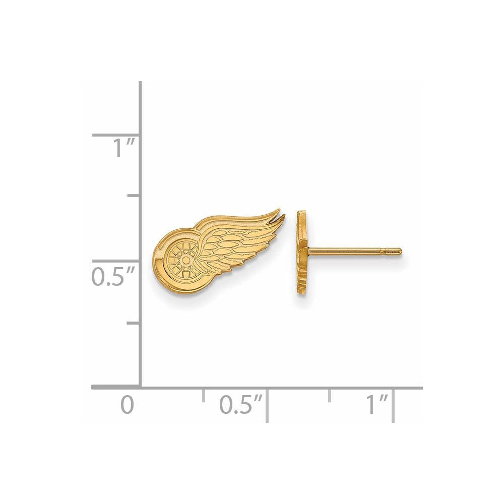 Alternate view of the SS 14k Yellow Gold Plated NHL Detroit Red Wings XS Post Earrings by The Black Bow Jewelry Co.