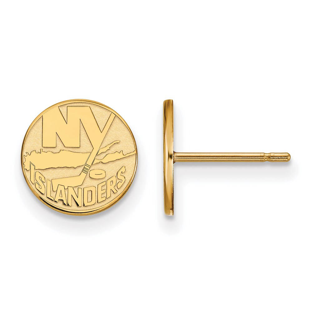 SS 14k Yellow Gold Plated NHL New York Islanders XS Post Earrings, Item E17956 by The Black Bow Jewelry Co.