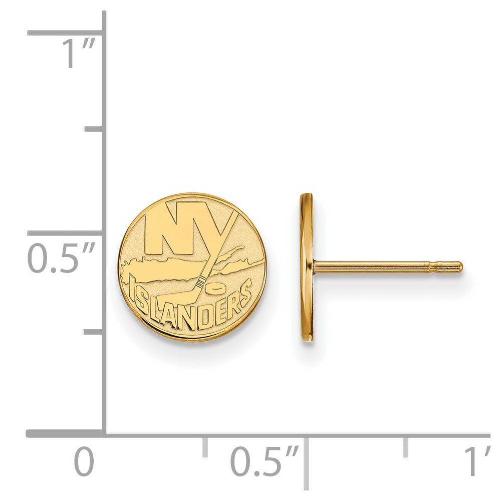 Alternate view of the SS 14k Yellow Gold Plated NHL New York Islanders XS Post Earrings by The Black Bow Jewelry Co.