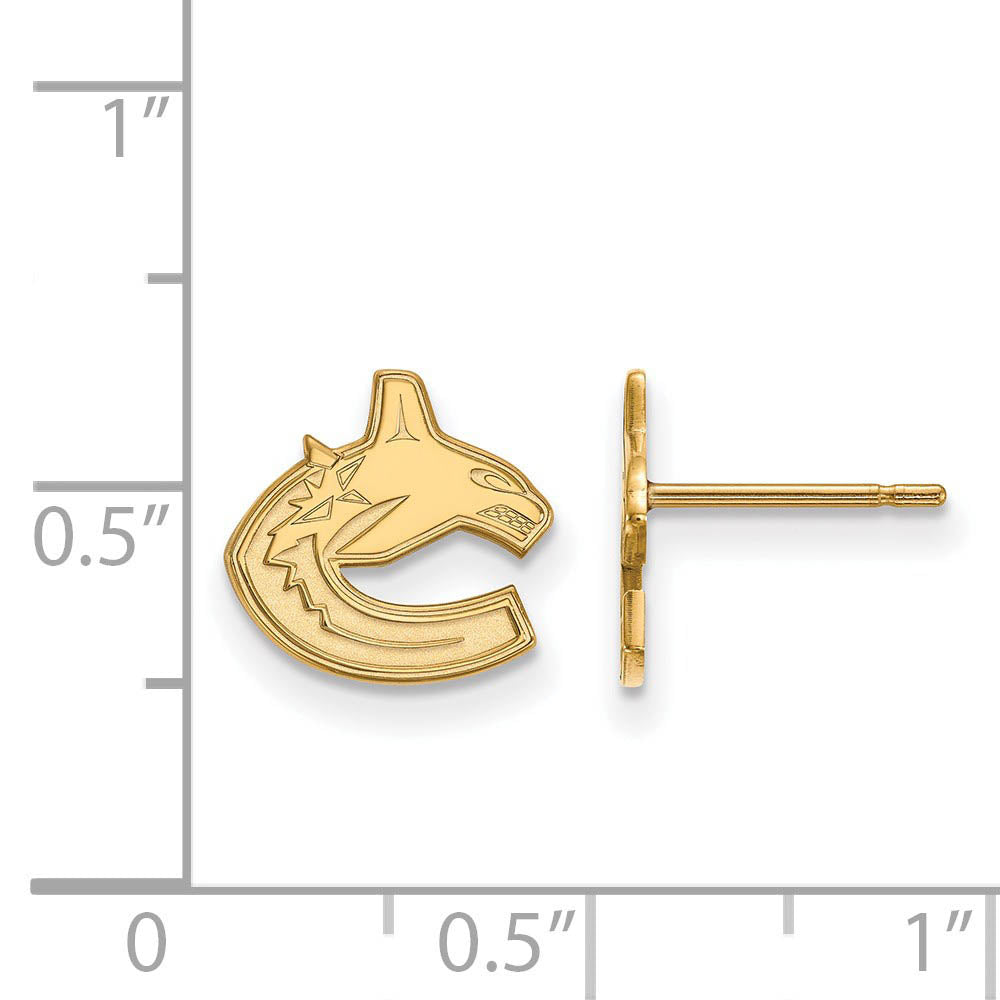 Alternate view of the SS 14k Yellow Gold Plated NHL Vancouver Canucks XS Post Earrings by The Black Bow Jewelry Co.
