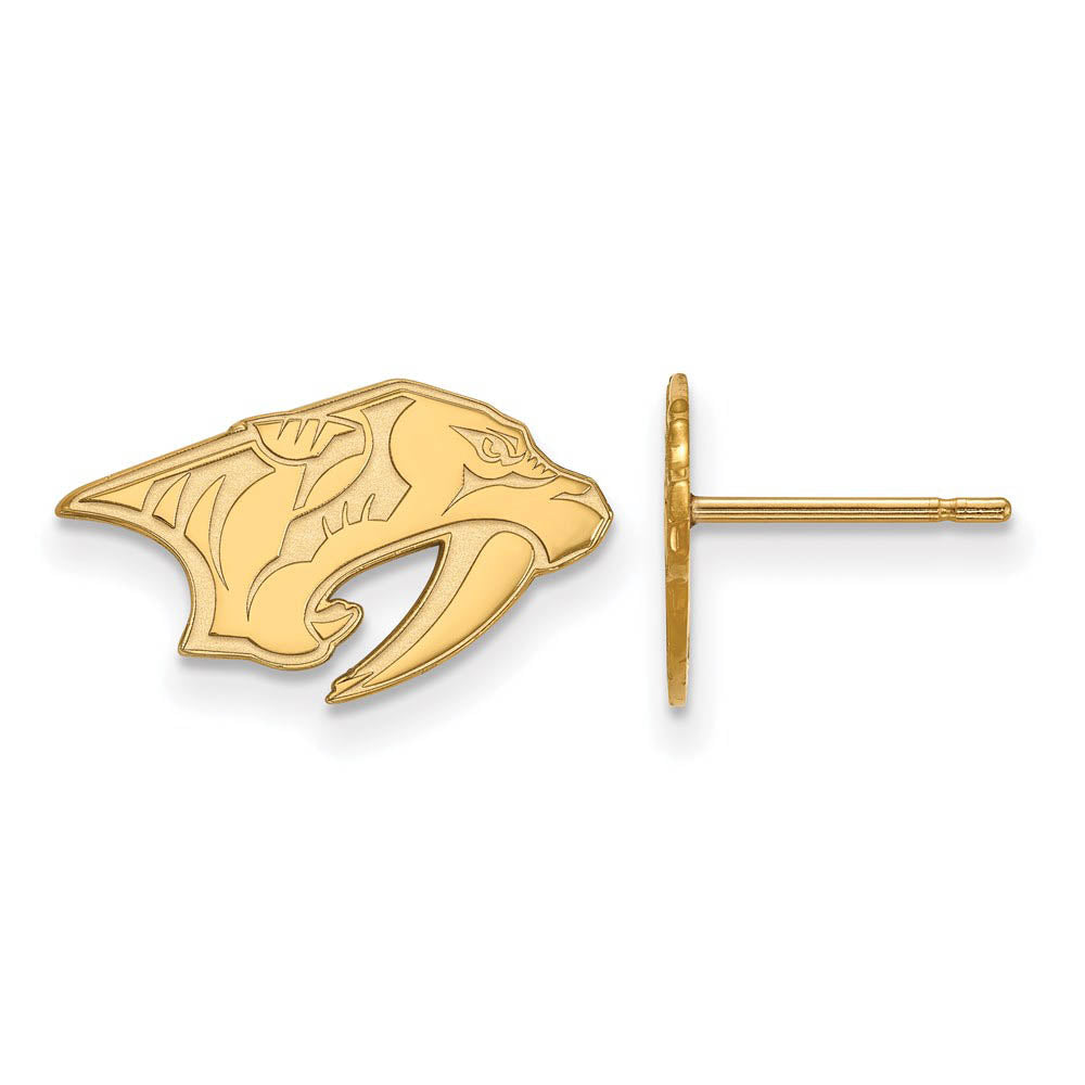 SS 14k Yellow Gold Plated NHL Nashville Predators XS Post Earrings, Item E17958 by The Black Bow Jewelry Co.