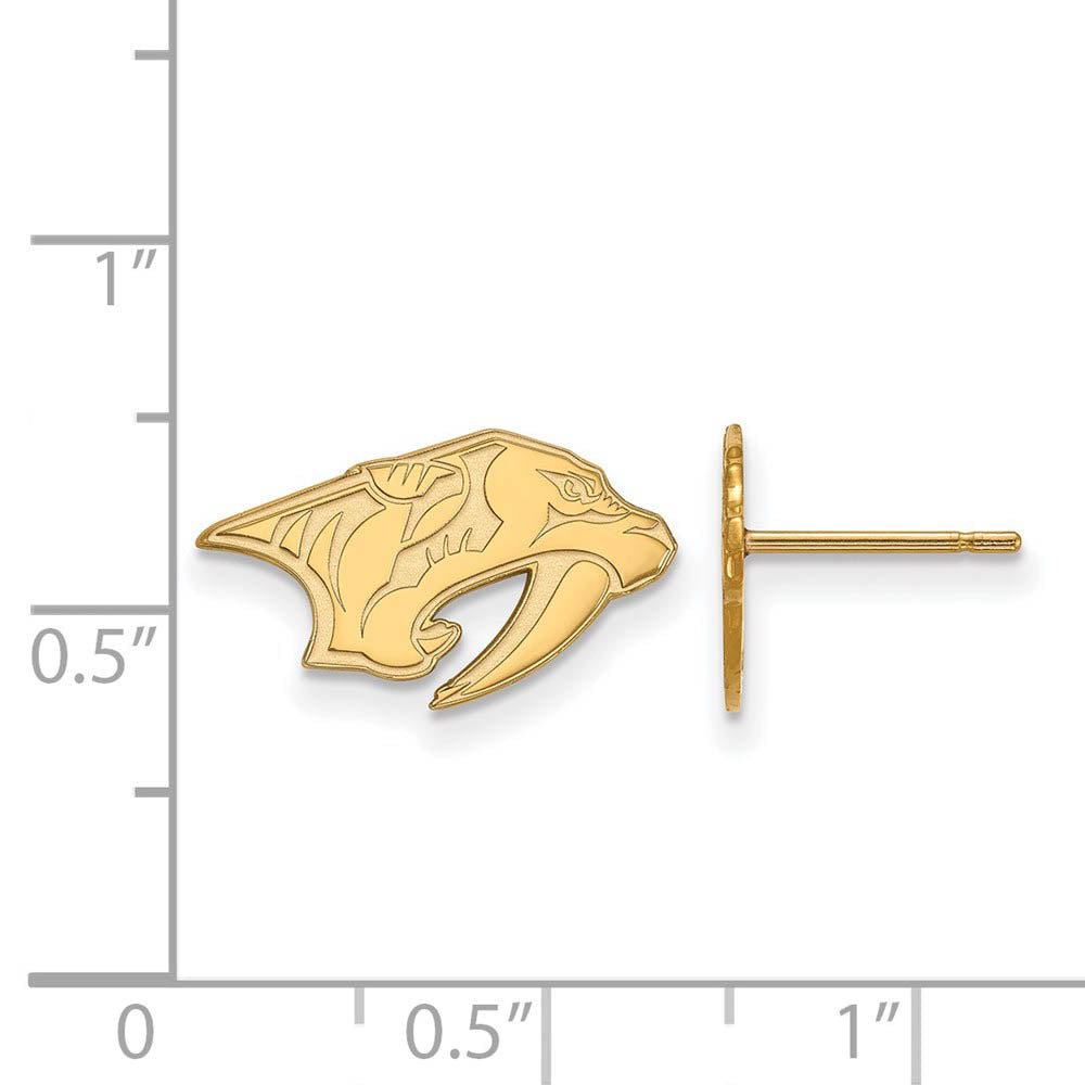 Alternate view of the SS 14k Yellow Gold Plated NHL Nashville Predators XS Post Earrings by The Black Bow Jewelry Co.