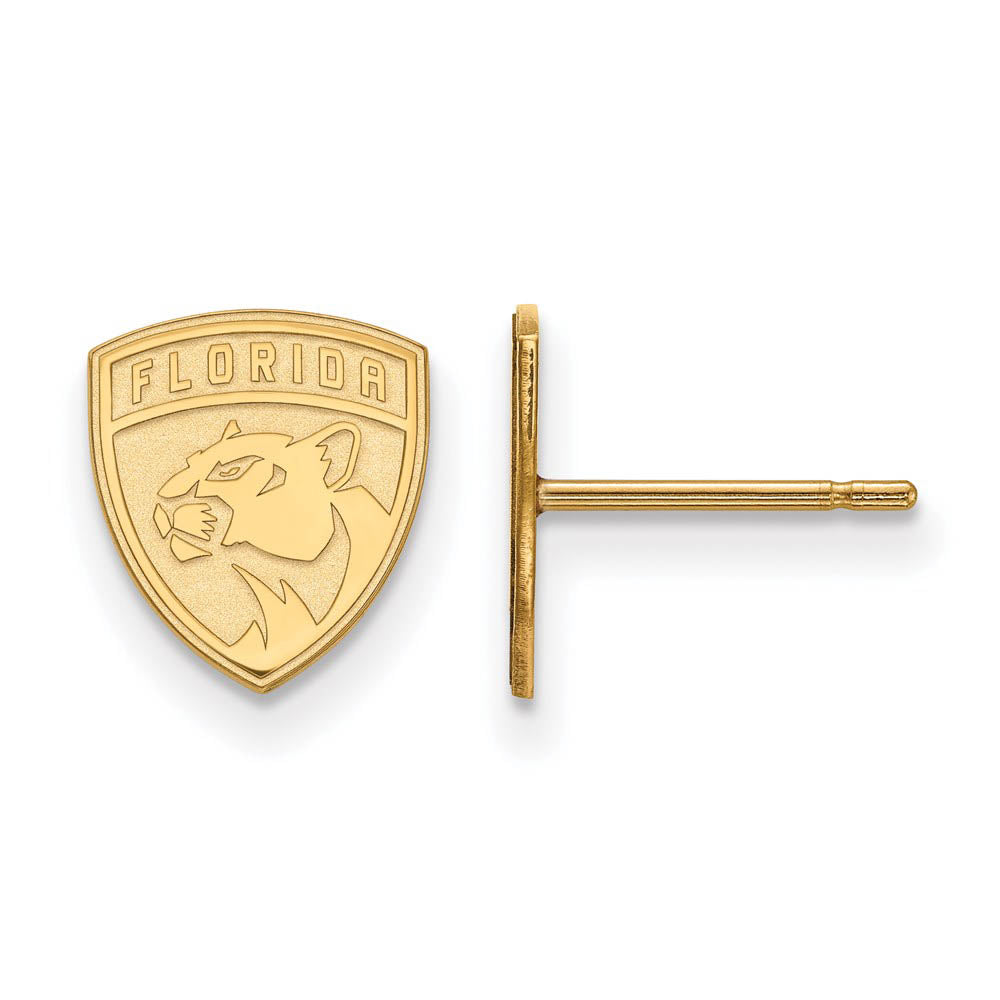 SS 14k Yellow Gold Plated NHL Florida Panthers XS Post Earrings, Item E17960 by The Black Bow Jewelry Co.