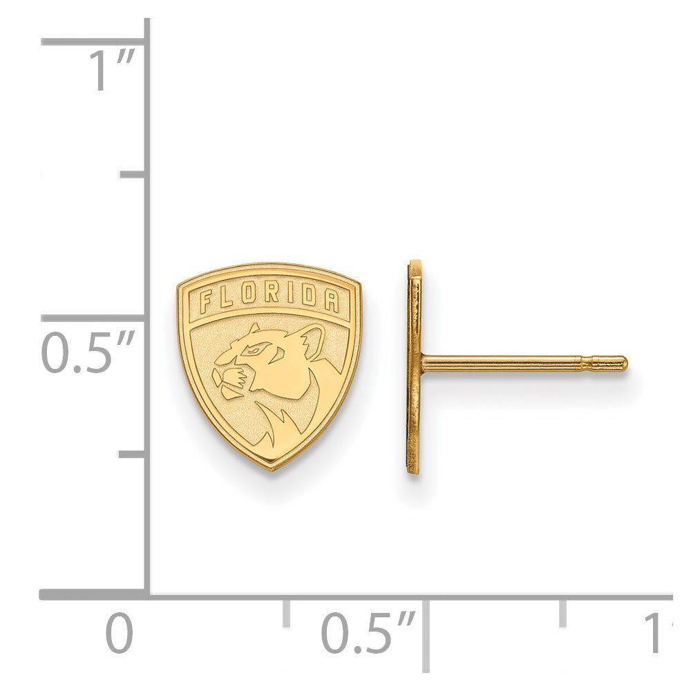 Alternate view of the SS 14k Yellow Gold Plated NHL Florida Panthers XS Post Earrings by The Black Bow Jewelry Co.