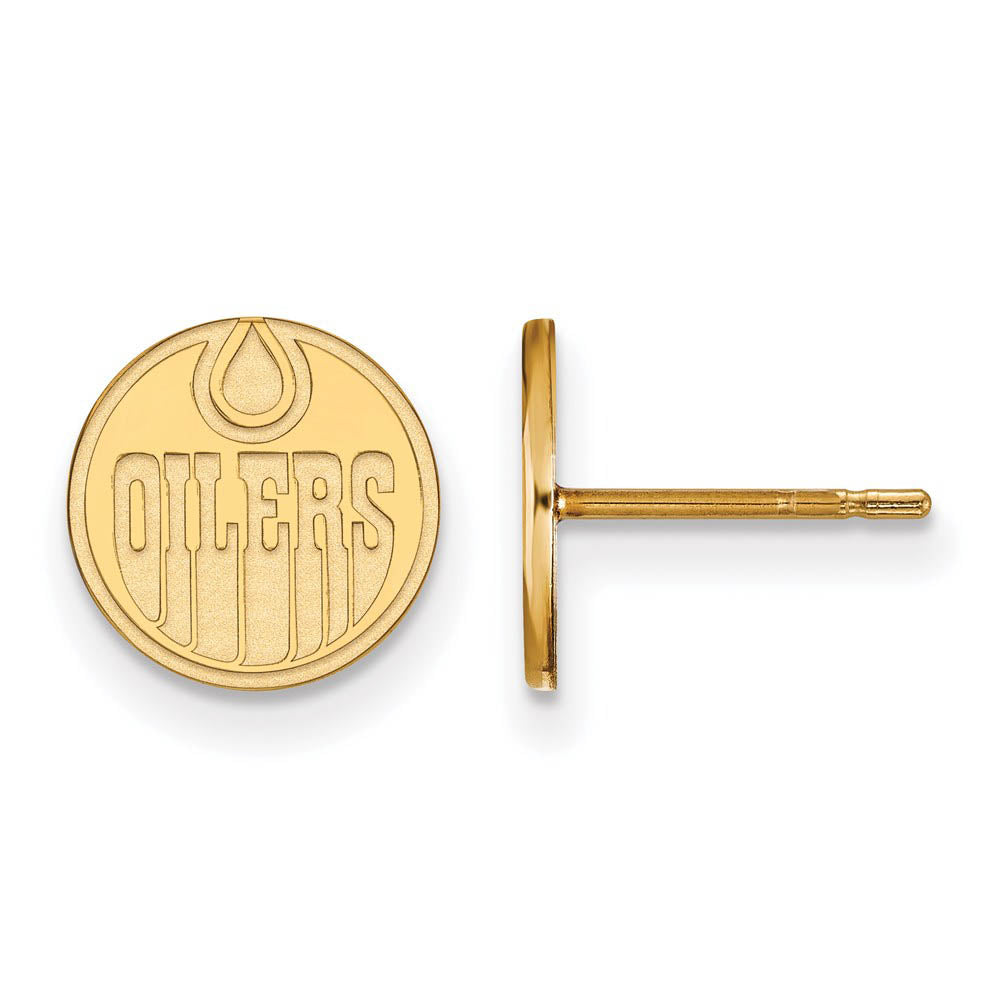 SS 14k Yellow Gold Plated NHL Edmonton Oilers XS Post Earrings, Item E17961 by The Black Bow Jewelry Co.