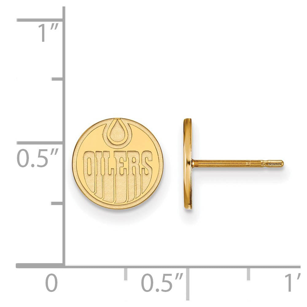 Alternate view of the SS 14k Yellow Gold Plated NHL Edmonton Oilers XS Post Earrings by The Black Bow Jewelry Co.