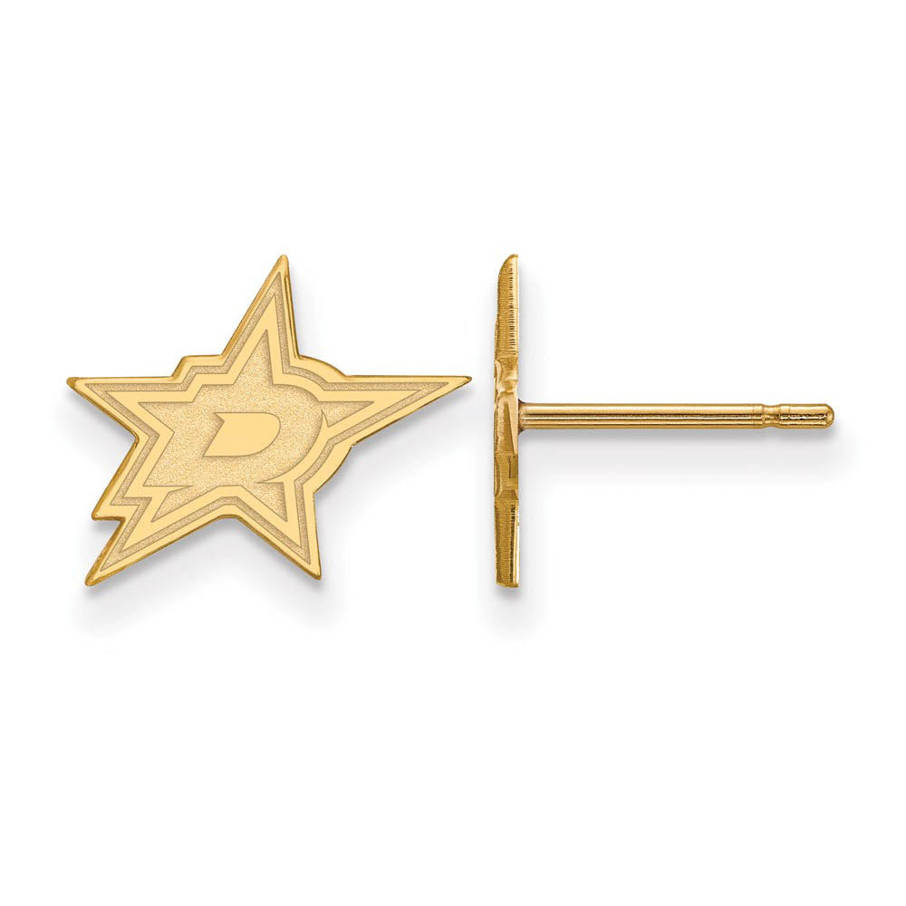 SS 14k Yellow Gold Plated NHL Dallas Stars XS Post Earrings, Item E17962 by The Black Bow Jewelry Co.