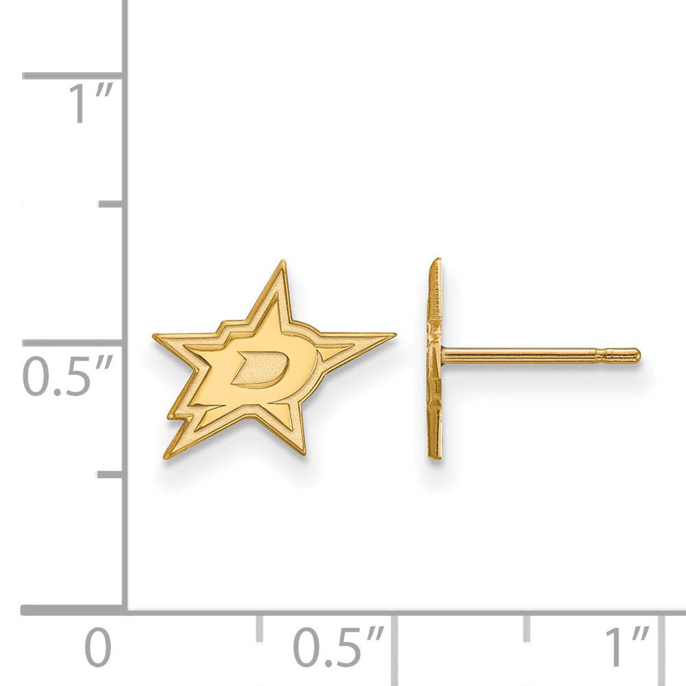 Alternate view of the SS 14k Yellow Gold Plated NHL Dallas Stars XS Post Earrings by The Black Bow Jewelry Co.