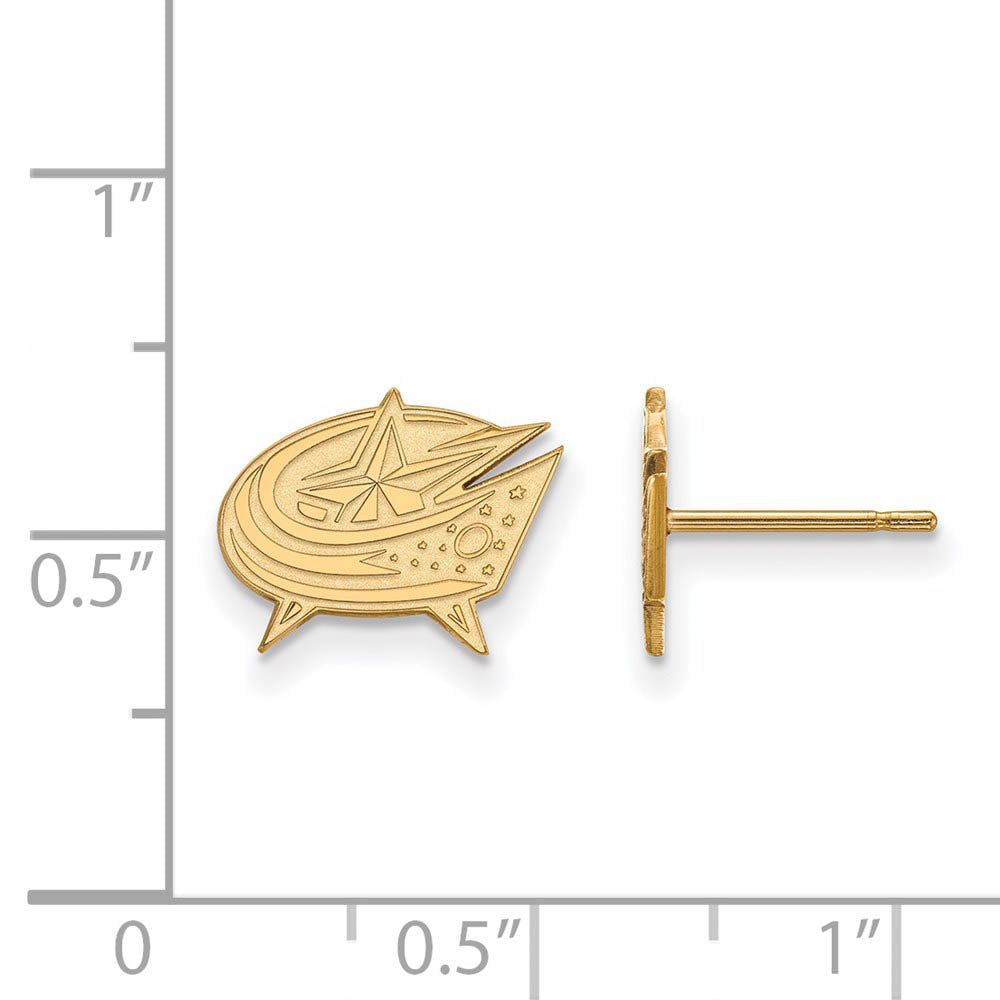 Alternate view of the SS 14k Yellow Gold Plated NHL Columbus Blue Jackets XS Post Earrings by The Black Bow Jewelry Co.