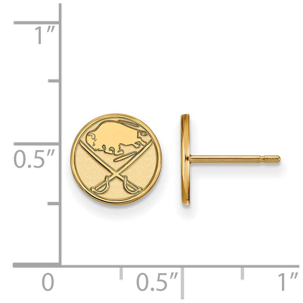 Alternate view of the SS 14k Yellow Gold Plated NHL Buffalo Sabres XS Post Earrings by The Black Bow Jewelry Co.