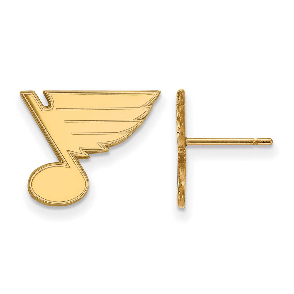 SS 14k Yellow Gold Plated NHL St. Louis Blues Small Post Earrings, Item E17966 by The Black Bow Jewelry Co.