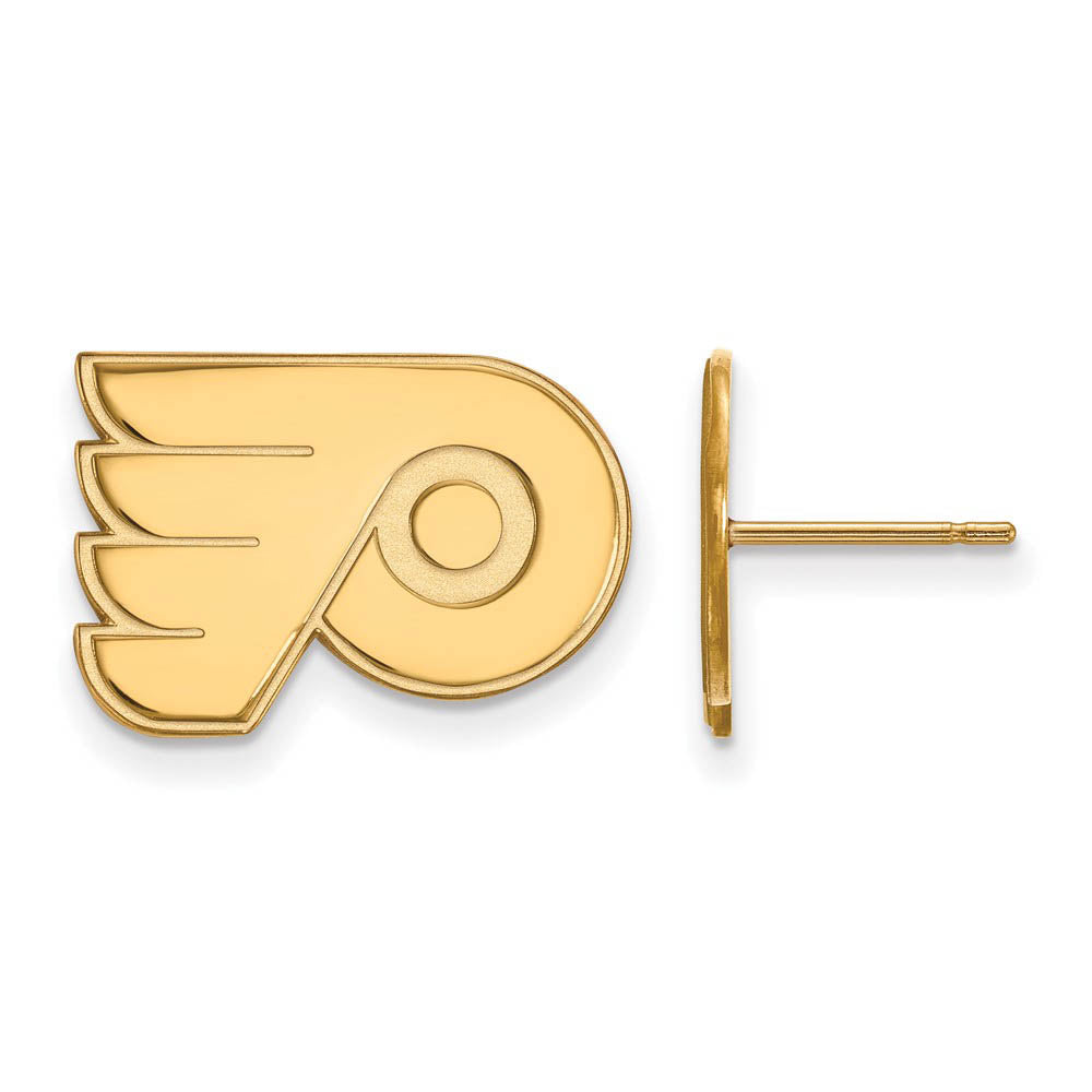 SS 14k Yellow Gold Plated NHL Philadelphia Flyers Small Post Earrings, Item E17968 by The Black Bow Jewelry Co.