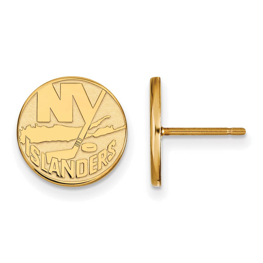 SS 14k Yellow Gold Plated NHL New York Islanders Small Post Earrings, Item E17969 by The Black Bow Jewelry Co.