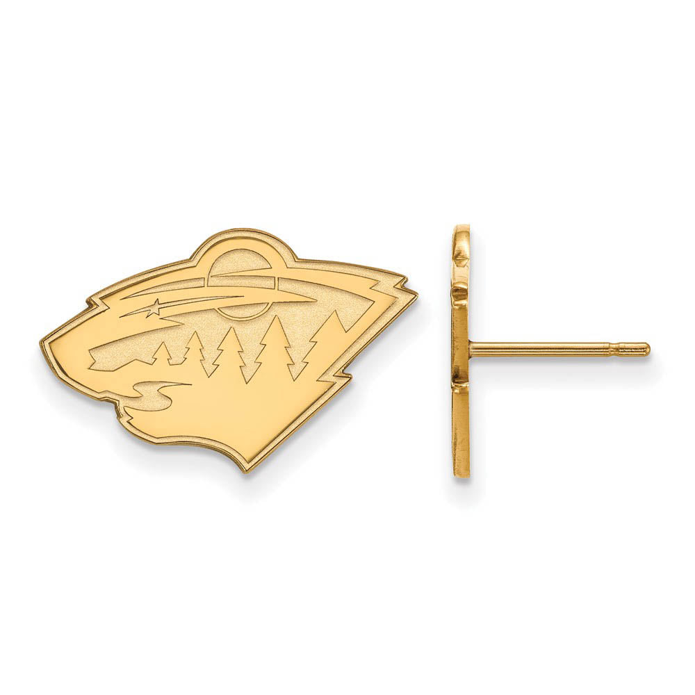 SS 14k Yellow Gold Plated NHL Minnesota Wild Small Post Earrings, Item E17977 by The Black Bow Jewelry Co.