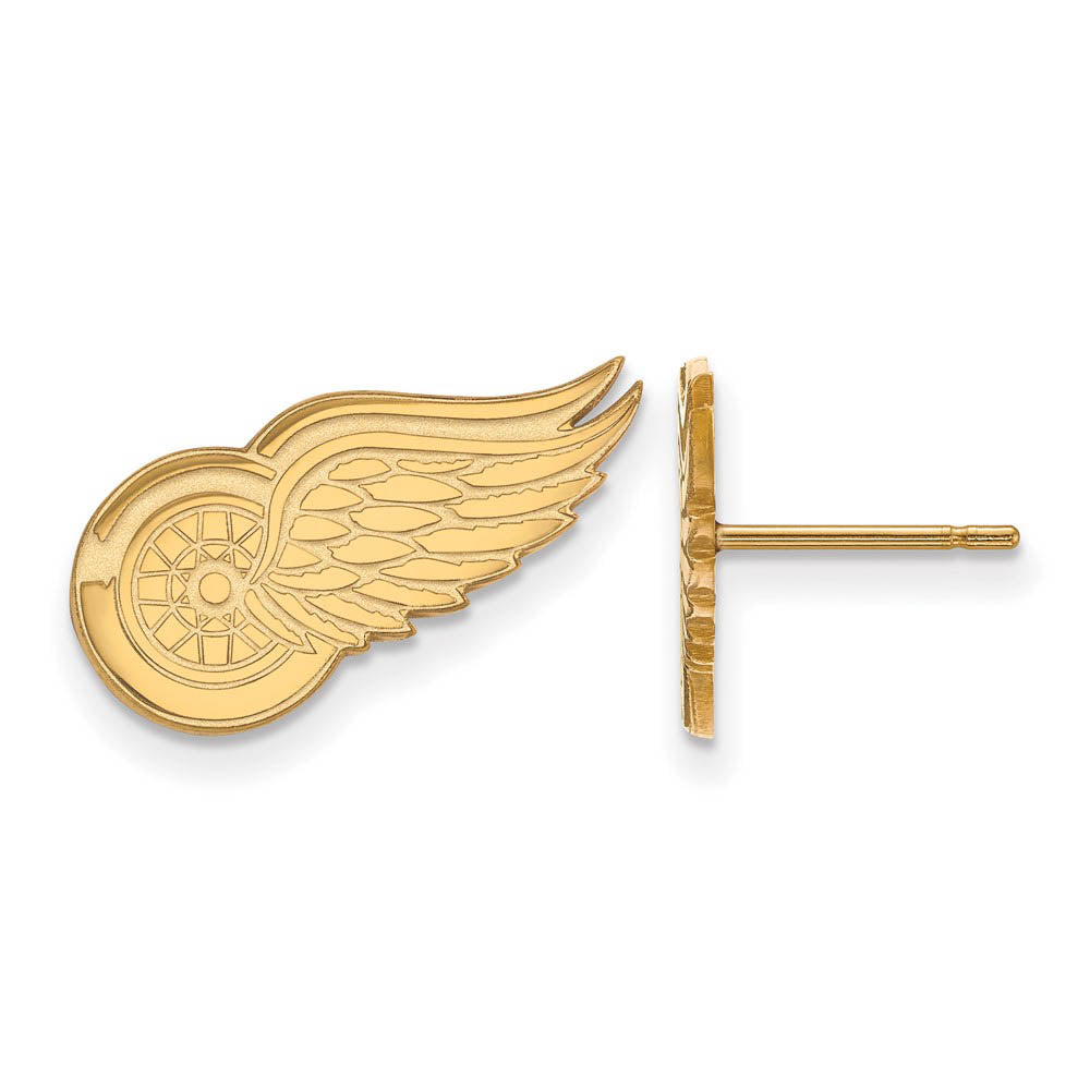 SS 14k Yellow Gold Plated NHL Detroit Red Wings Small Post Earrings, Item E17982 by The Black Bow Jewelry Co.